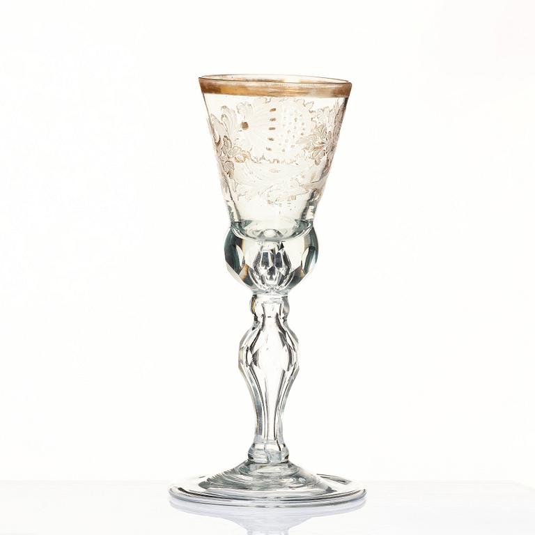 A Bohemian/Silesian engraved glass, 18th century.