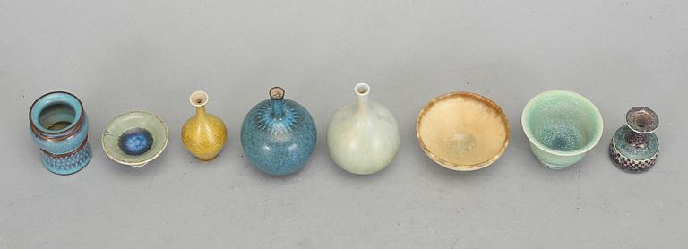 MINIATYRER, 8st, stengods, bla Stig Lindberg och Sven Wejsfelt.