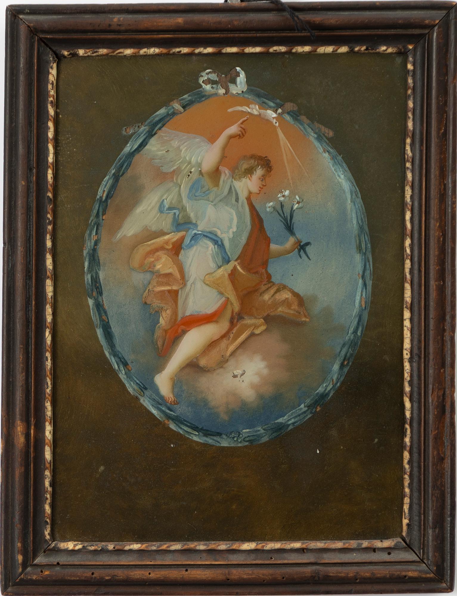 Glasmålning, omkring 1800, Ängel.