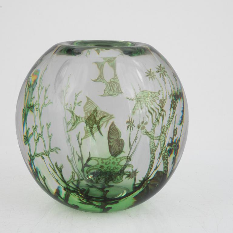 Edward Hald, a glass vase, "Fiskgraal", Orrefors, Sweden.