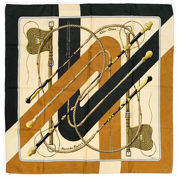 Hermès, scarves, 2 st, "Le Mors a la Conétable" samt "Clic Clac".