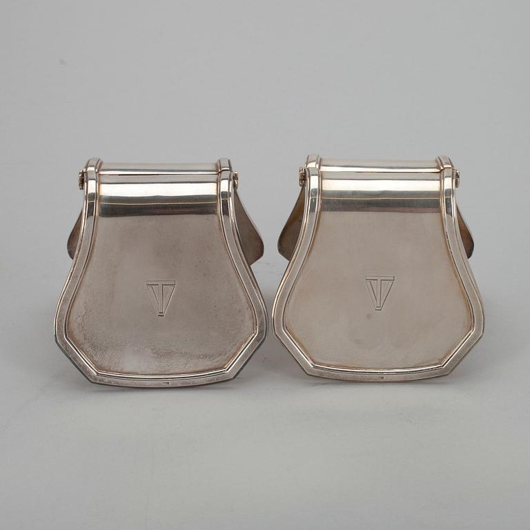 SPARRISTÄNGER, ett par, silver 950, stämplade G. Keller, Frankrike. 1930-tal. Vikt 387 g.