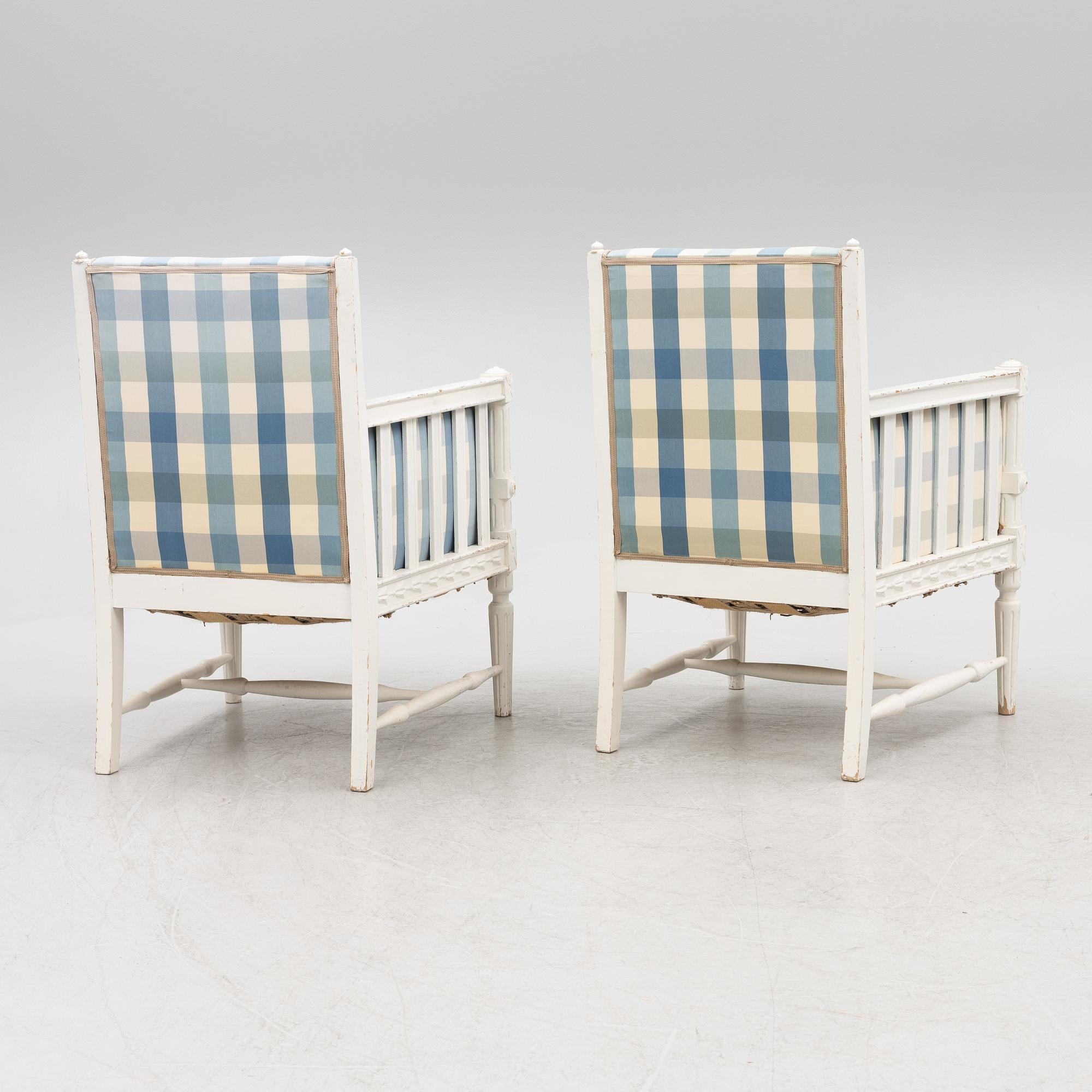 A pair of Gustavian style chairs, late 19th century.