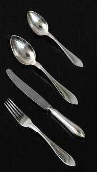 BESTICK, nysilver, "Svensk spetsig", uppsättning för 12 personer, 96 delar.
