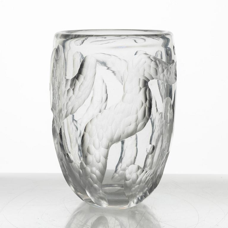 Sven Erik Skawonius, vas, slipat klarglas, Kosta 1940-tal.