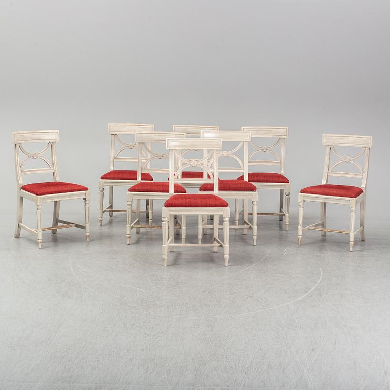 Eight late 20th century Gustavian style chairs.