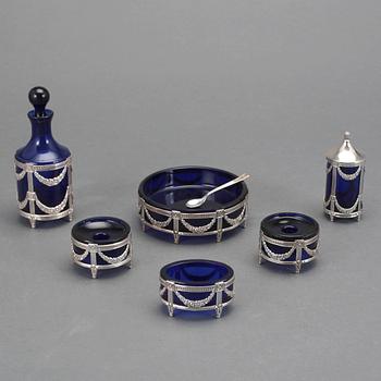 BORDSSET, 6 delar + sked, sterlingsilver, Mema, 1965 och 1966.