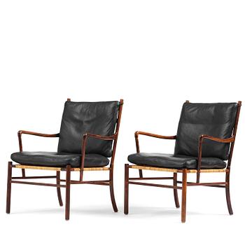 489. Ole Wanscher, fåtöljer, ett par, "Colonial Chair" modell PJ 149, Poul Jeppesen, Danmark, ca 1950.