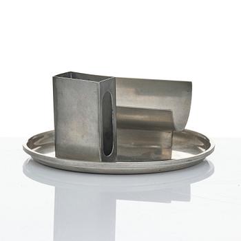 Ystad-Metall, a pair of candlesticks and a tray, 1938-42.