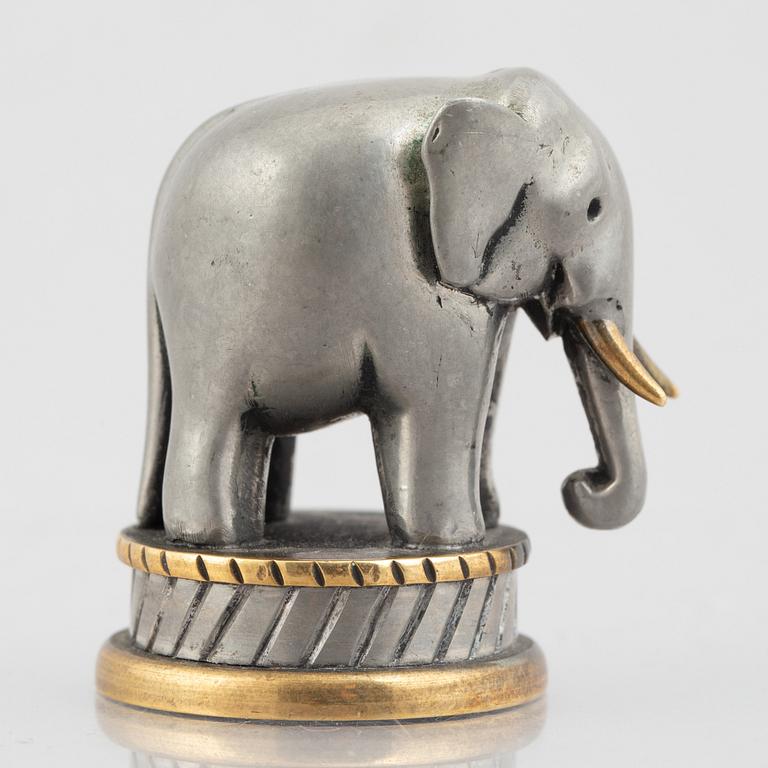Estrid Ericson, sigill, elefant, tenn och mässing, modell A2568, Firma Svenskt Tenn, sannolikt 1900-talets mitt.