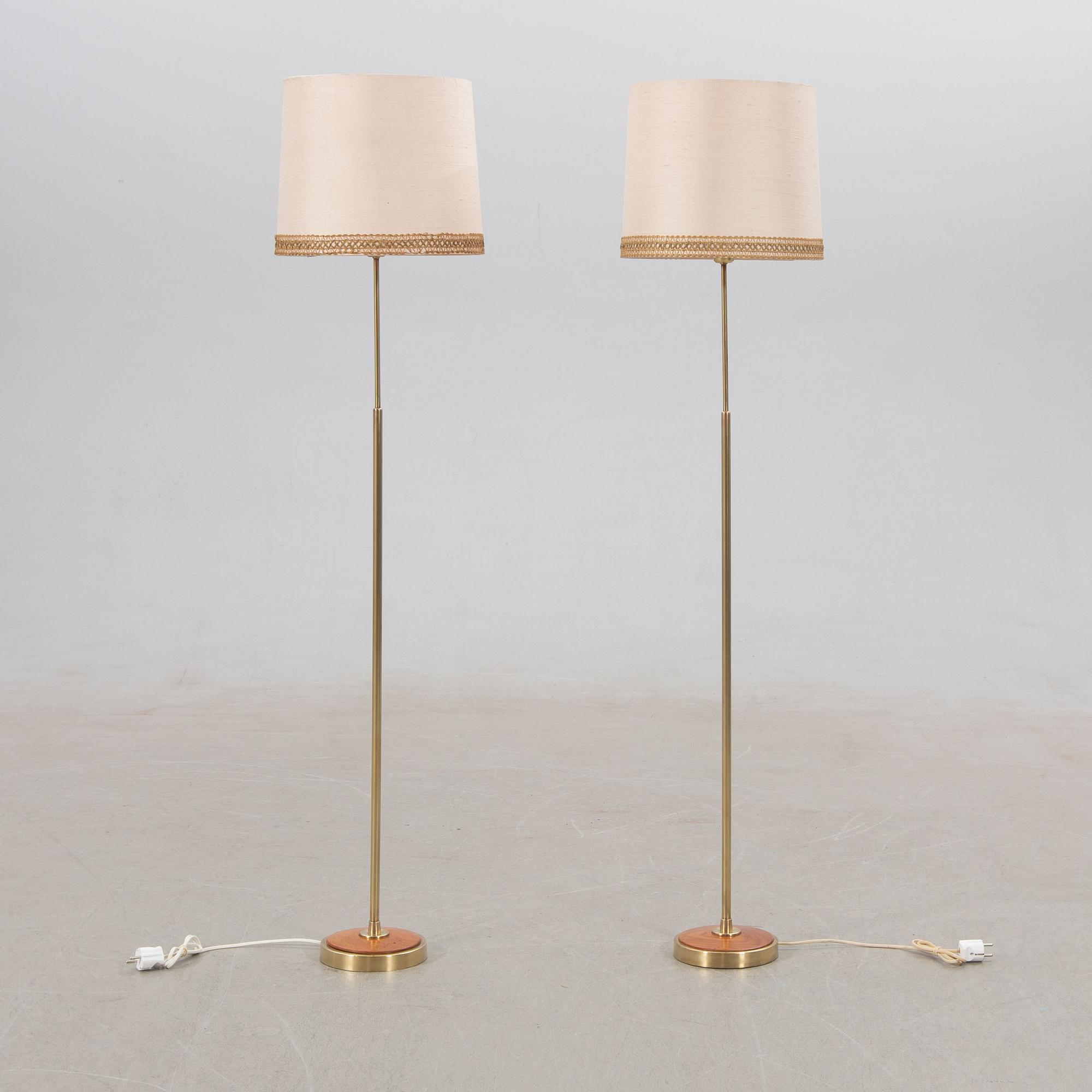 Floor lamps, a pair, mid-20th century.