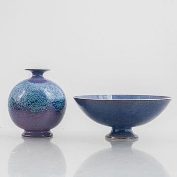 Sven Wejsfelt, a stoneware vase and a bowl, Gustavsbergs Studio 1990.