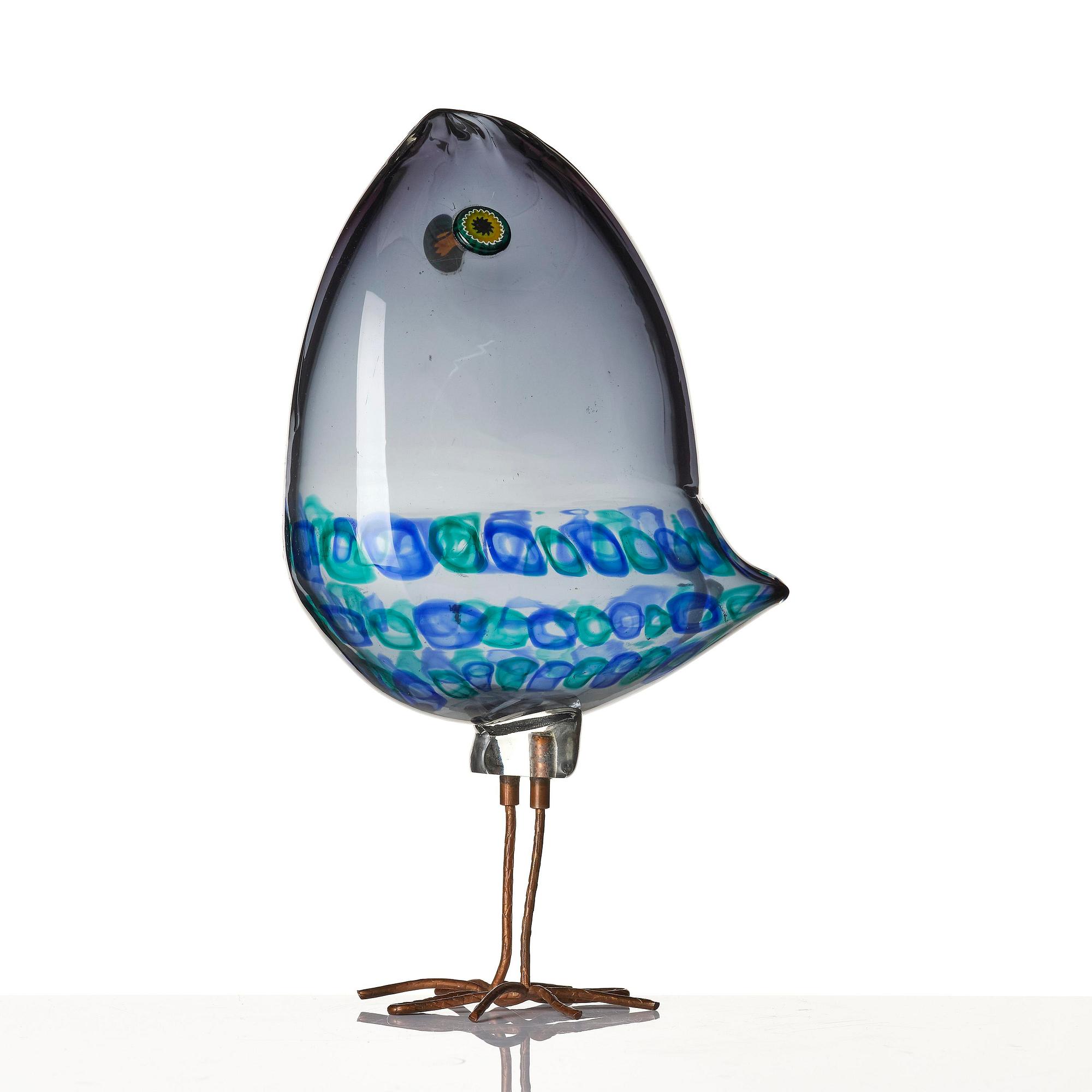 Alessandro Pianon, skulptur, "Pulcino", fågel, glas, Vetreria Vistosi, Italien, 1960-tal.