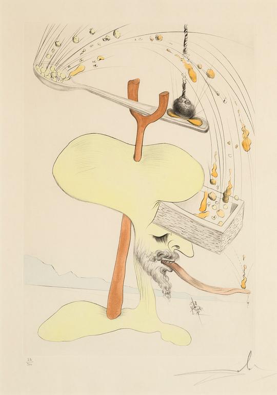 Salvador Dalí, torrnål kolorerad med stencil, 1975, signerad 33/300.