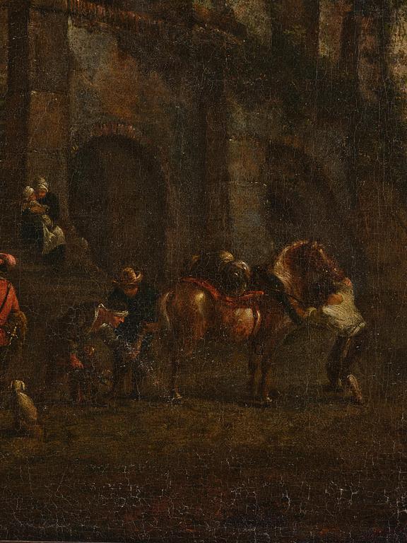 Philips Wouwerman, follower of, Resting company at the blacksmith's.