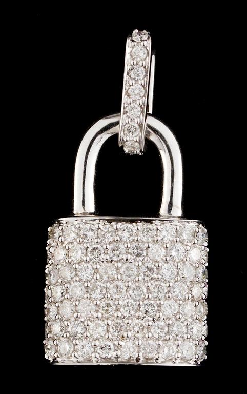 HÄNGE, 18k vitguld i form av ett hänglås.