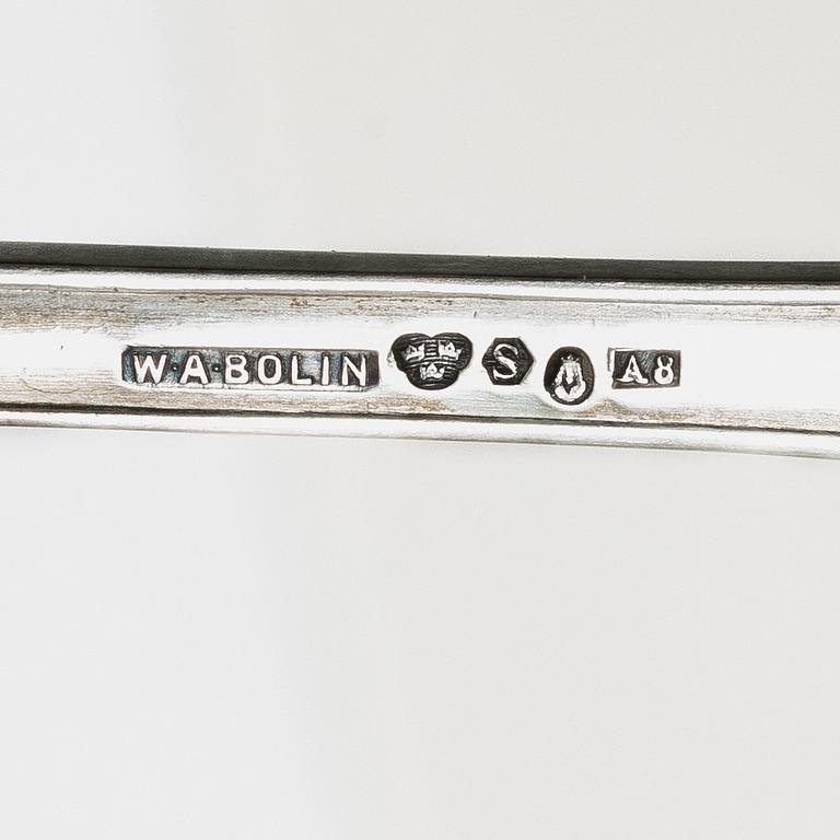 W.A. Bolin, Fiskbestick, 24 delar, silver, modell F, Stockholm 1927.
