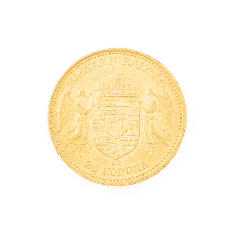 Gold coin, Hungary, 20 Korona, 1892.