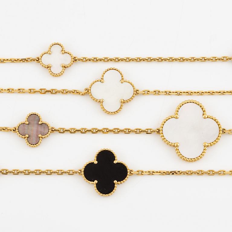 A Van Cleef & Arpels "Alhambra" necklace 18K gold with mother-of-pearl and onyx.