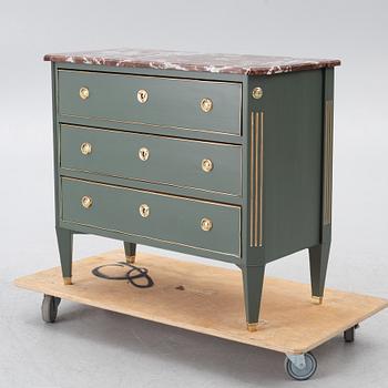 A Gustavian style chest of drawers, first half of the 20th century.