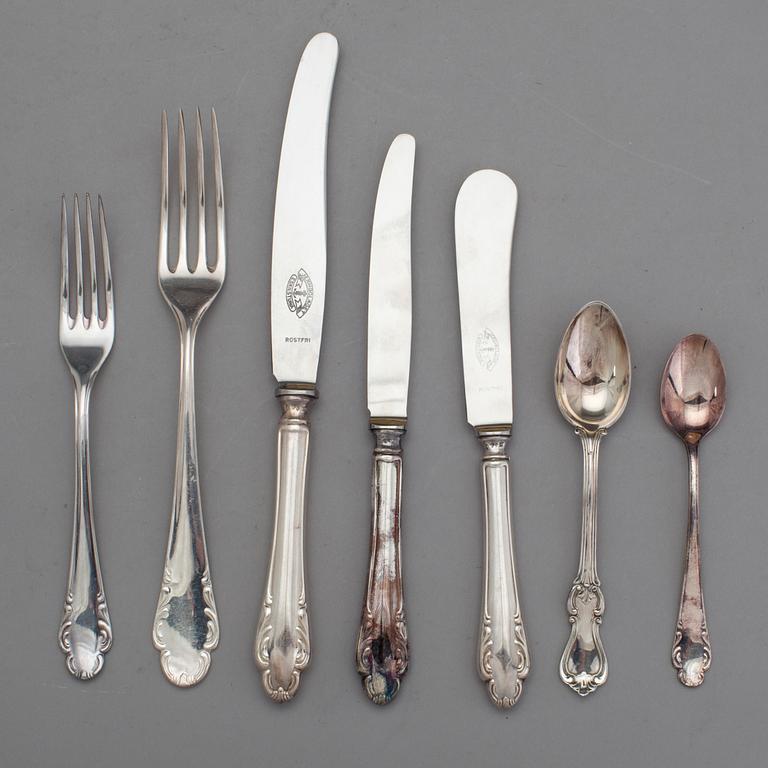SILVERBESTICK, 44 delar, Sverige, 1900-talets andra hälft. Total vikt 1211 gram.