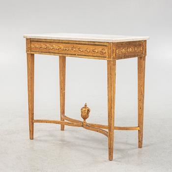A Gustavian giltwood console table, around year 1800.