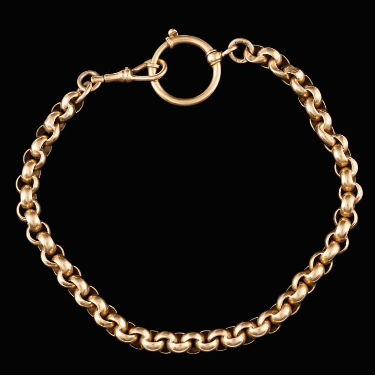 KLOCKKEDJA, 18k guld, 1800/1900. Vikt 17,3g.