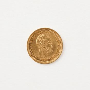 Gold coin, Oscar II, Sweden, 5 kronor, 1894.