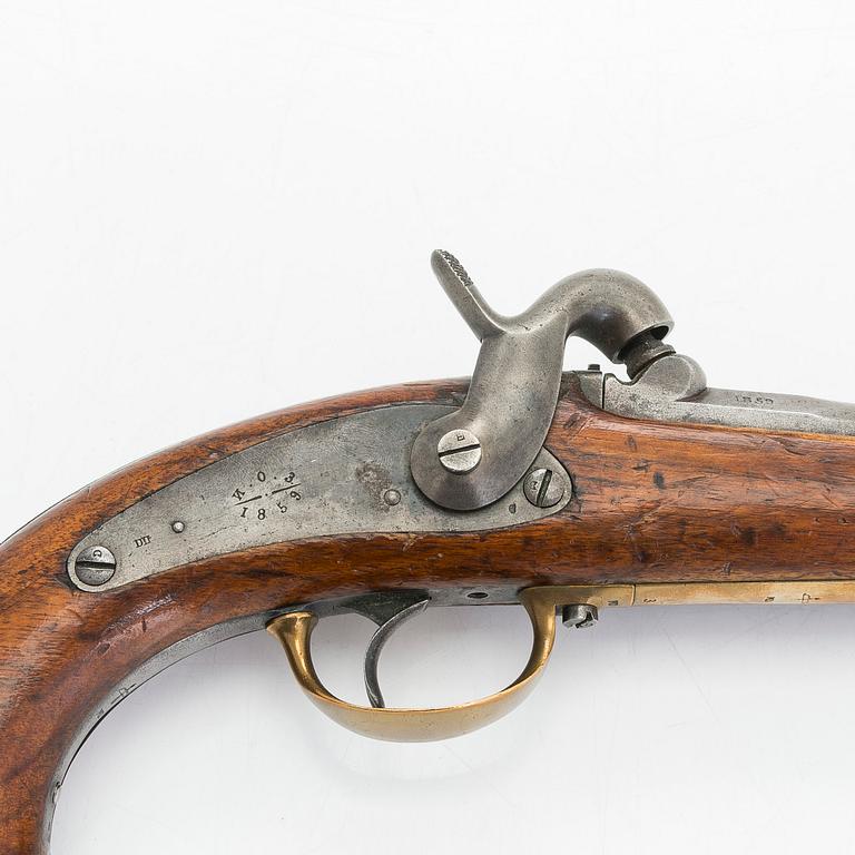 A Russian percussion naval belt pistol dated 1859.