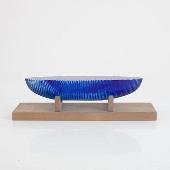 Bertil Vallien, a glass boat sculpture, limited edition, Kosta Boda, Sweden.