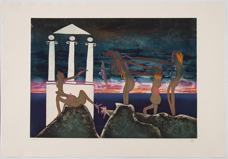 Roberto Matta, mapp med 10 st färgakvatinter, 1975, signerade med blyerts 30/125.