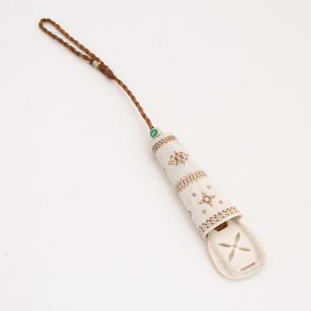 A reindeer horn needle case by Anders Fankki, before 1968, signed.