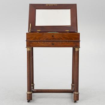 A French Empire mahogany sewing table, first part 19th century.