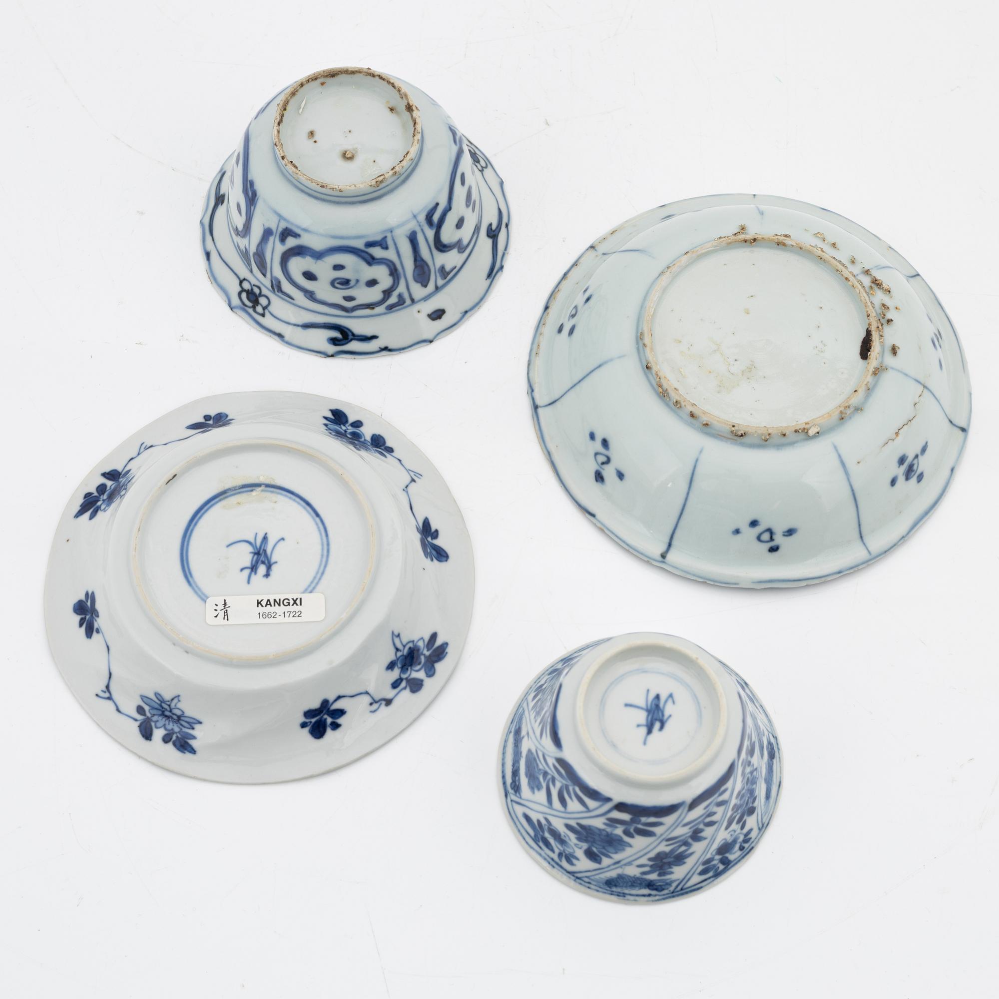 Two cups with saucers, Ming and Qing dynasty, 17th century.
