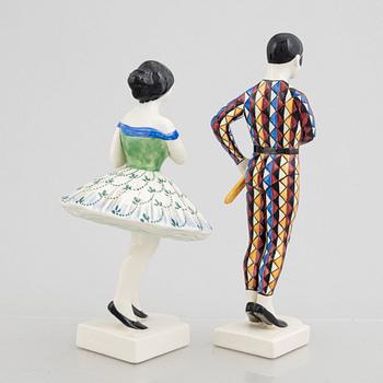 Rasmus Harboe, figurines, 2 pcs, faience, Aluminia, Denmark, early 20th Century.