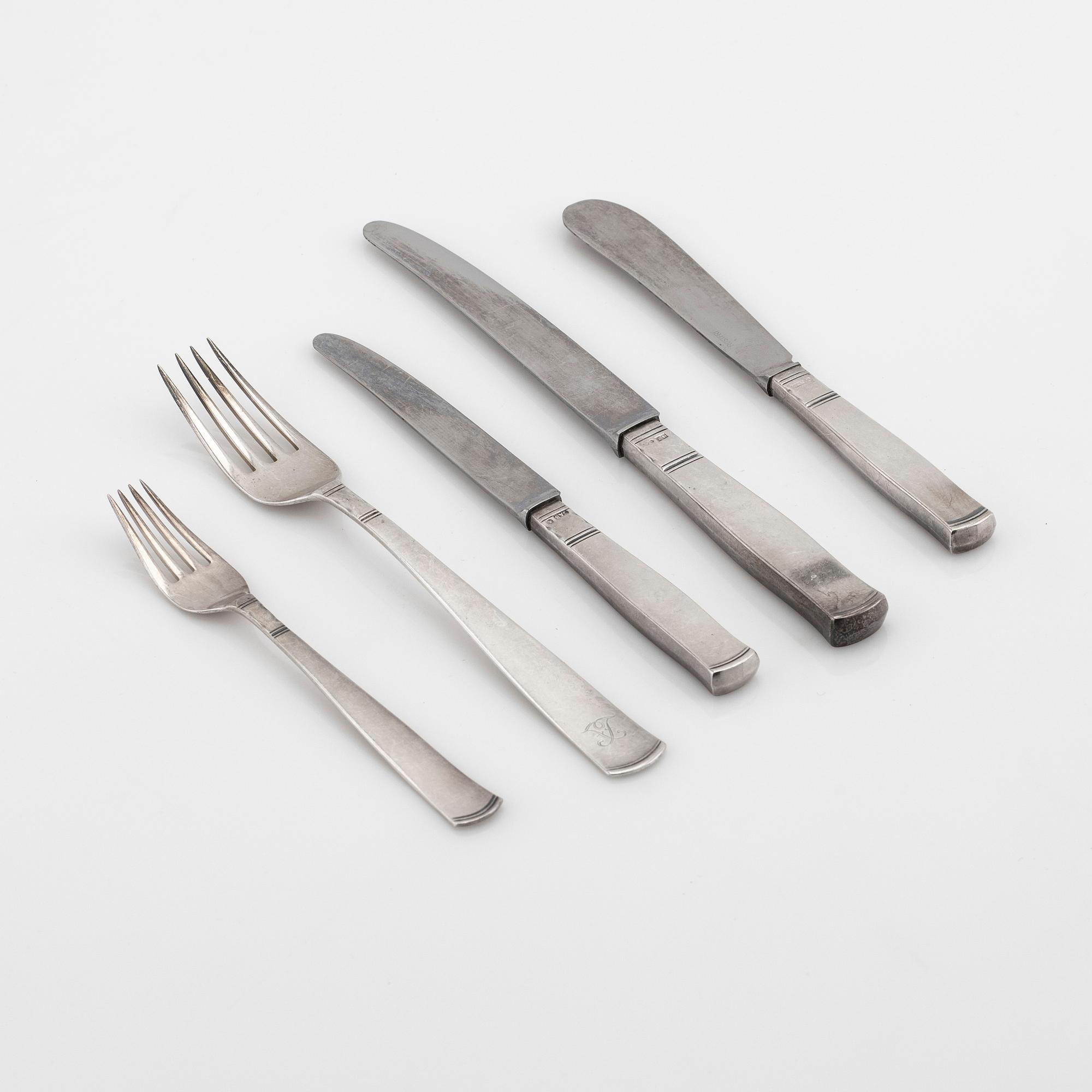 Jacob Ängman, cutlery service, silver, 224 pieces, "Rosenholm", GAB,