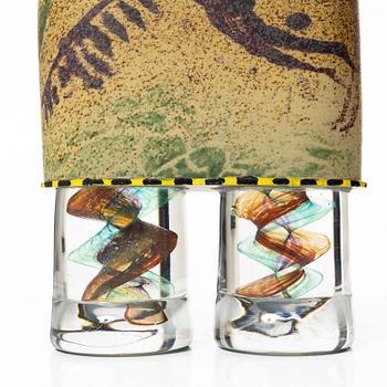 Kjell Engman, skulptur, glas, unik, signerad, Kosta Boda, 1994.