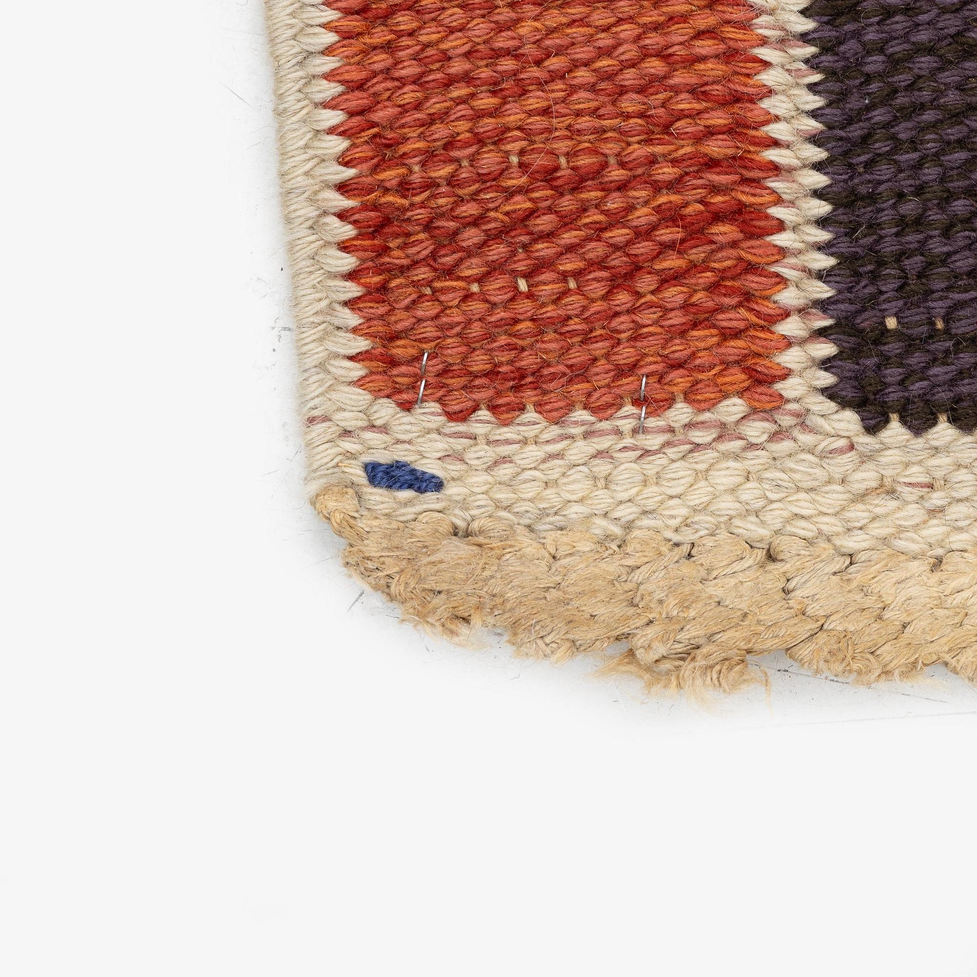 Barbro Nilsson, a carpet, 'Salerno röd', flat weave, c. 214 x 158 cm, signed AB MMF BN.