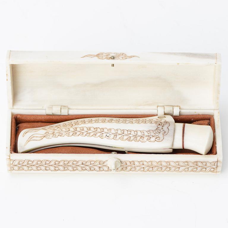 Bertil Fällman jewellery knife in box, signed, 1990s.