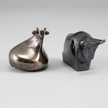 Two electro plated zinc figurines from Dansk Designs, Japan.