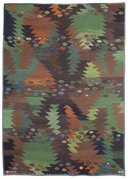 669. CARPET. "Tånga brun och grön". Tapestry weave (gobelängteknik). 239,5 x 169 cm. Signed AB MMF BN.