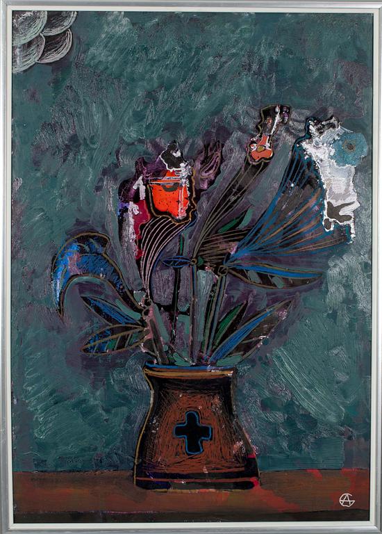 ANDREI GENNADIEV, akryl samt krita på kartong, monogram sign.