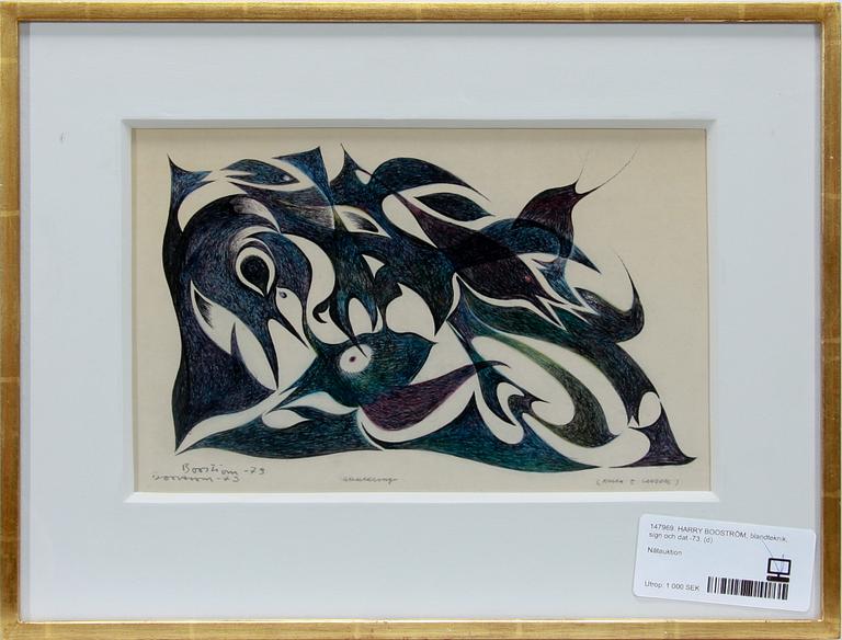 HARRY BOOSTRÖM, blandteknik, sign och dat -73.