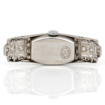ARMBANDSUR, dam, platina med små diamanter, tot ca 1,08 ct.