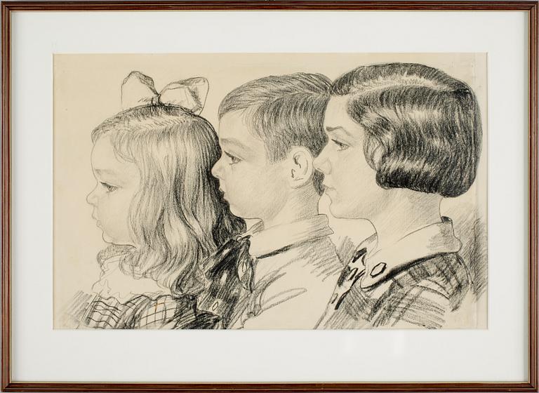 OKÄND KONSTNÄR. Kolteckningar, 2 st. Varav en sign. o dat. - 30.