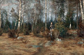 Johan Krouthén, Woman in a spring landscape.