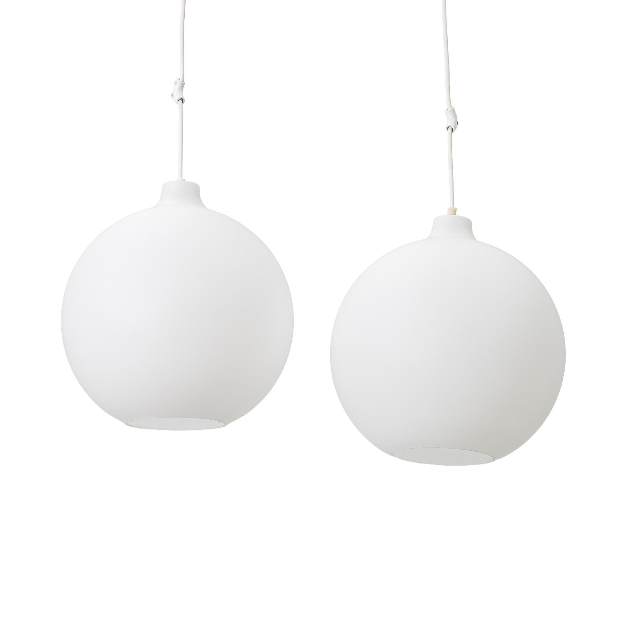Vilhelm Wohlert, Ceiling lamps, a pair, “Satellit” for Louis Poulsen, Denmark, late 20th century.