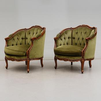 FÅTÖLJER, 1 par, 1900-talets andra hälft.