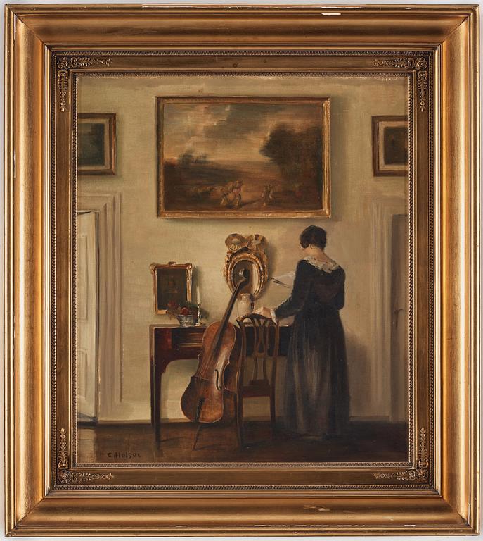 Carl Holsoe, Interior with woman and cello.