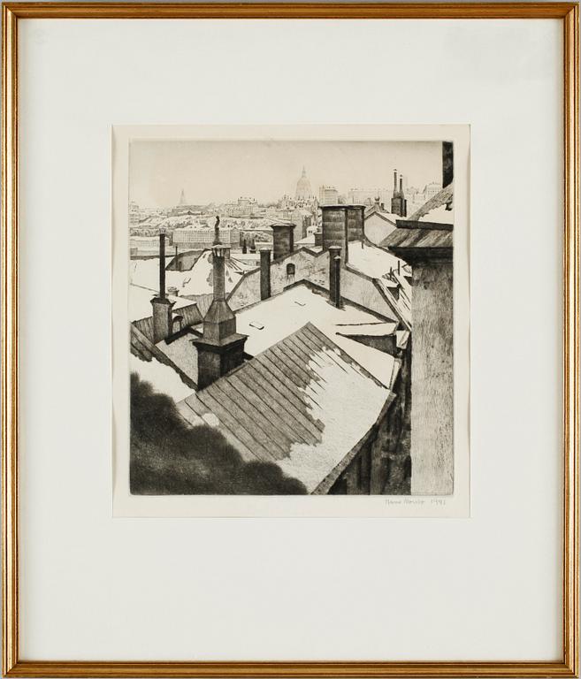 HANS NORSBO, etsningar, 2 st. Sign och dat 1938 resp 1941.